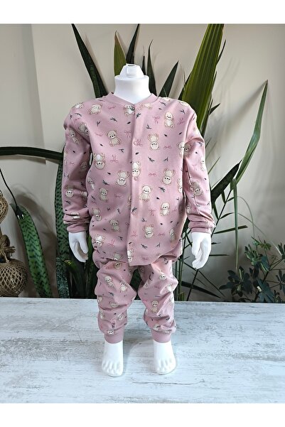 Miniworld Kız-Erkek Bebek- Çocuk Pijama Takımı %100 Pamuk Uzun Kollu Önü Çıtçıtlı Mevsimlik