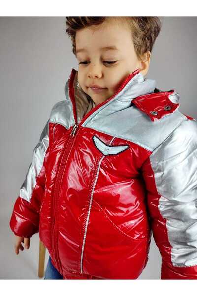 GAMZEAKKUŞ Children's Fleece-Lined Shiny Puffer Jacket
