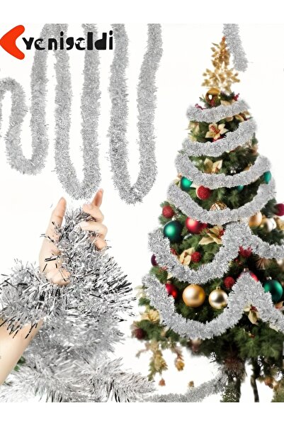 Yenigeldi 1 τεμ. Χριστουγεννιάτικο στολίδι για δέντρο με ασημένια φούντα 1,80 μέτρα