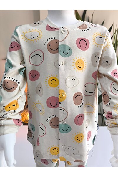 Miniworld Kız-Erkek Bebek- Çocuk Pijama Takımı %100 Pamuk Uzun Kollu Önü Çıtçıtlı Mevsimlik