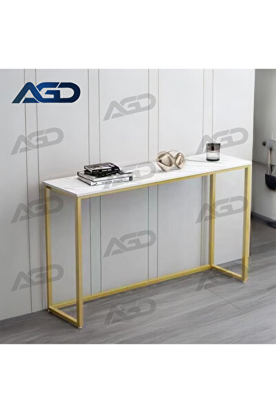 AGD Simple Home Decor Tables, Entryway Side Table and Elegant Console Table with Gold Metal 100*30*80cm