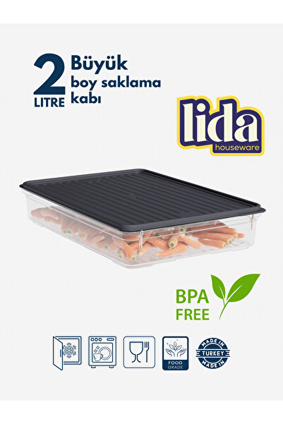 Lida Houseware 2200 ml Smart Plastic Storage Container