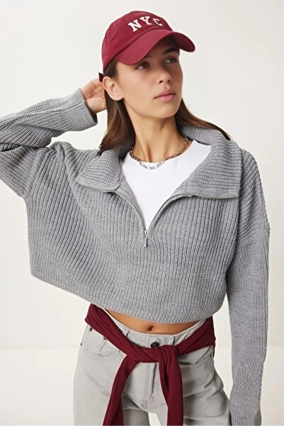 Cloudy Kids سترة نسائية محبوكة كبيرة الحجم بسحاب