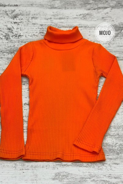 Cuties Girl Child 5-14 Years Turtleneck Ribbed Knit Bodysuit 3098 Orange