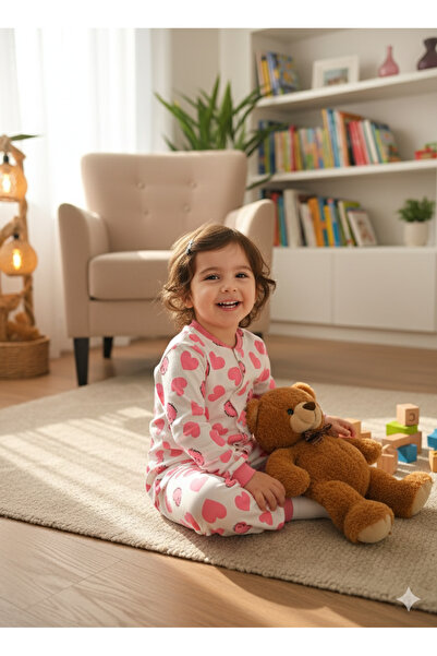 Miniworld Kız-Erkek Bebek- Çocuk Pijama Takımı %100 Pamuk Uzun Kollu Önü Çıtçıtlı Mevsimlik