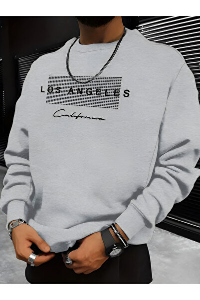 BEETON Χοντρό χειμωνιάτικο φούτερ Los Angeles - Τυπωμένο Oversize Crew Neck