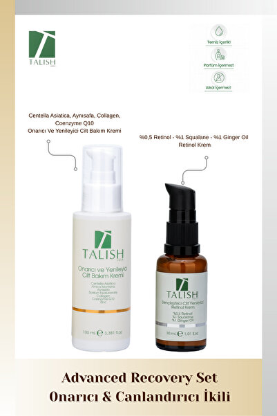TALISH Advanced Recovery Set – Yaşlanma Karşıtı Retinol Krem & Onarıcı Yenile...