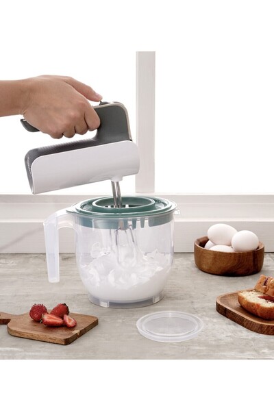 Online Home Market 2200ml Mixer Cup with Lid and Measure - with Protection Lid, Bpa Free, Food Contact Suitable