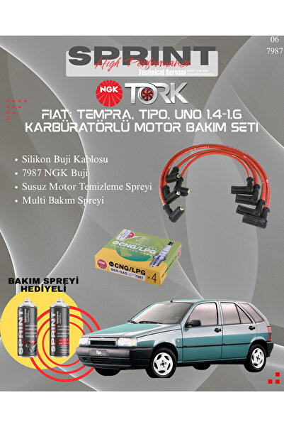 NGK Fiat: Tempra, Tipo 1.4 1.6 Karbüratörlü Motor Buji Bakım Seti