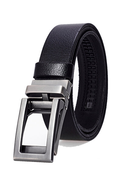 derikem Bison Leather Automatic Buckle Holeless Men's Belt - Automatic Belt