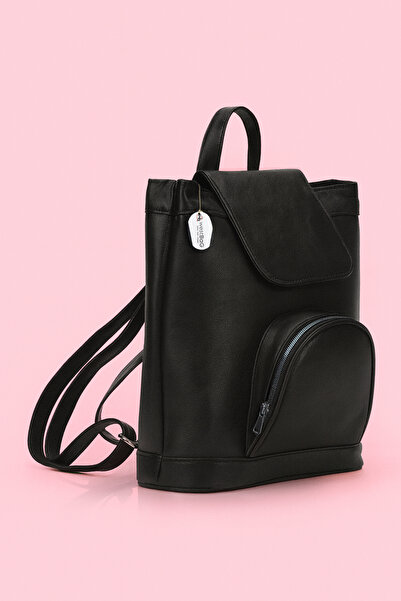 westbag Genuine Leather Women's Black Backpack with Adjustable Straps