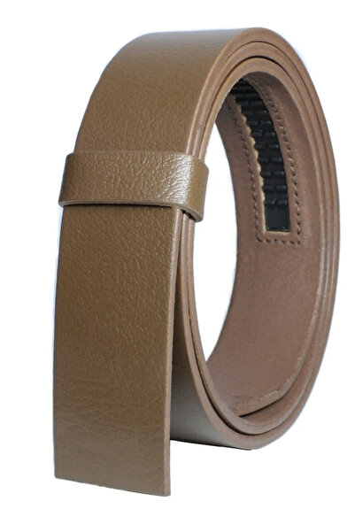 derikem Bison Leather Automatic Buckle Holeless Men's Belt - Automatic Belt
