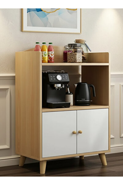AGD Coffee Cabinet with Open Shelves and 2 Doors for Storage Suitable for Living Room and Office 60*30*82cm