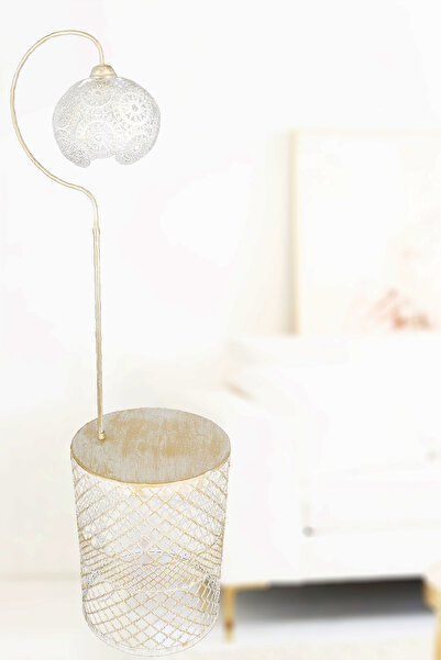 VENON Aydınlatma Lambader Sehpalı Tuğçe (SİNEM KAFA) Krem Sarı Patine