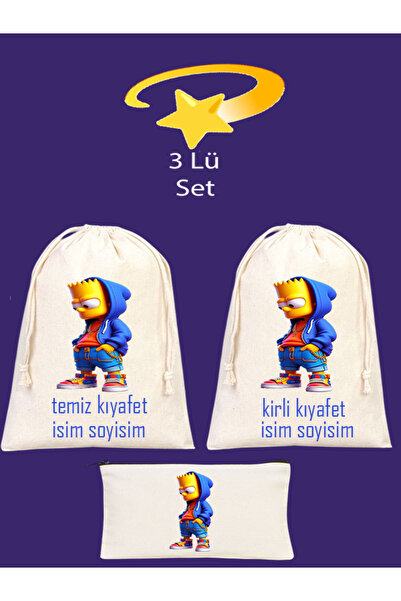 Boom town %100 Pamuk Ham Bez Çocuk Kıyafet Kesesi, Bebek Çanta Organizer 35x4...