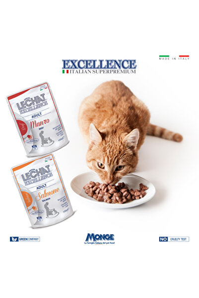 Monge Cat Wet Flow Pack ADULT beef/salmon - Pack of 4x 100g Pouches - Lechat Excellence by Monge