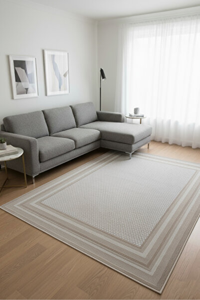 Markaev Krem Vizon Renk Modern Hasır Jüt Halı 3937a Krem Vizon