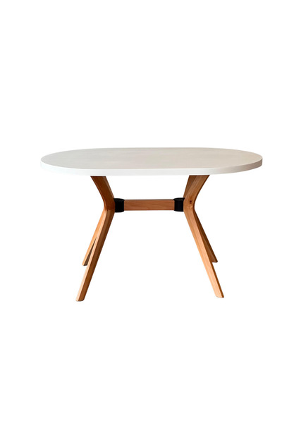 Woodenbend Arlen Natural Beyaz Lake Oval Masa 80x130 cm – Modern Ahşap Yemek Masası