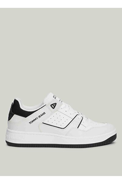 Tommy Hilfiger Beyaz-Siyah Erkek deri Sneaker TJM BASKET RETRO CUPSOLE WL