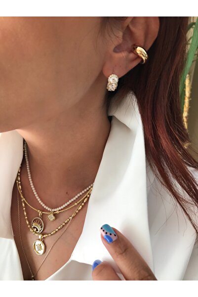 XUPİNGS JEWELRY İri Sıralı Taşlı Kuyumcu Model 14 Ayar Renginde Xuping Halka Küpe