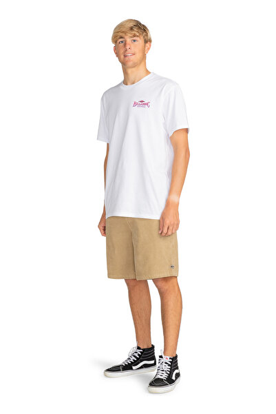 BİLLABONG EBYZT00170_DREAMY PLACE TEES Λευκό ανδρικό μπλουζάκι με λαιμόκοψη με σχέδιο κανονικής εφαρμογής