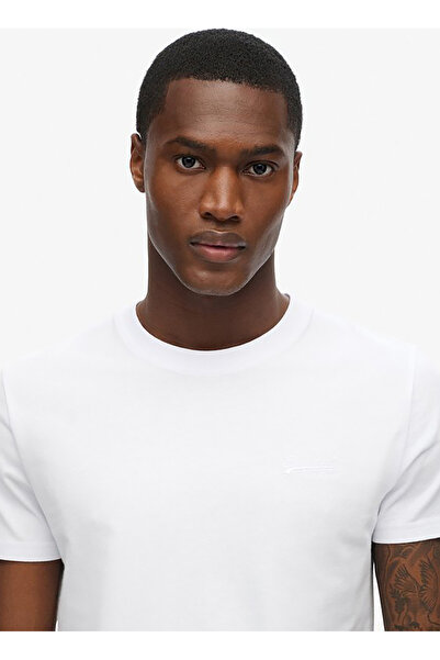 SUPERDRY Bisiklet Yaka Düz Beyaz Erkek T-Shirt M1011245M44C_ESSENTIAL LOGO EMB TEE