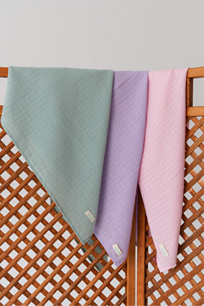 elibaby طقم من 3 أغطية من القطن العضوي 100% للأطفال البنات (بودرة، لافندر، ني...