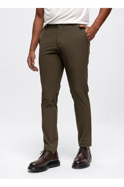 Back And Bond Normal Bel Normal Paça Slim Fit Haki Erkek Pantolon B33W31017