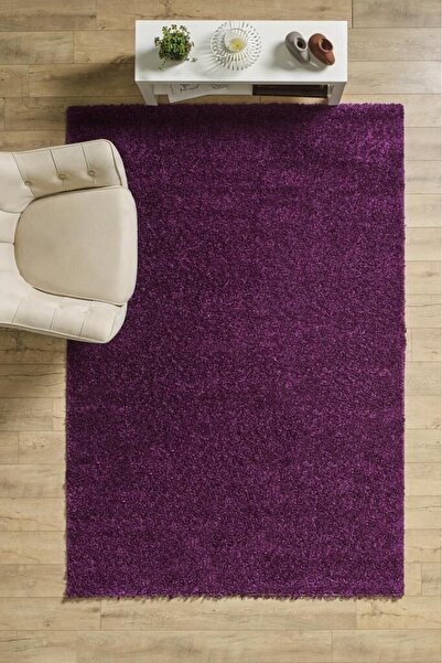 Carpettex Halı Yüksek Tüylü 30 mm Hav Yüksekliğinde Düz Mor Renkli Shaggy Halı