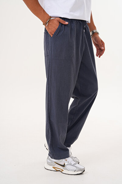 BigBrossBoutique Smoked Men's Summer Cotton Linen Blended Comfortable Fit Trousers