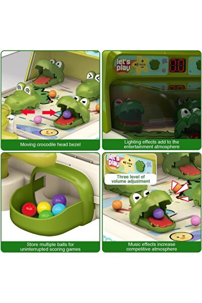 Joynix Joc interactiv de pinball cu crocodili, 40 de bile de tragere pentru distracție nelimitată, tabelă de scor, verde