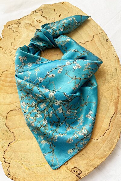MODAZEY Badem Çiçeği Desenli Fular (55 Cm*55 Cm)