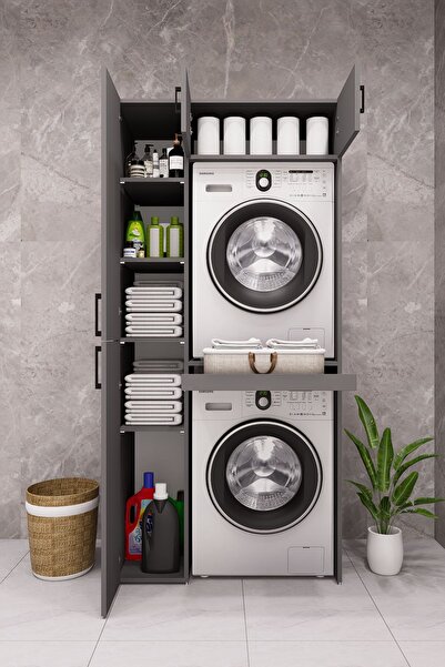 DEMİRBAL MOBİLYA Mdf Çamaşir Makinesi Dolabi Kurutma Makinesi Dolabi Çekmeceli