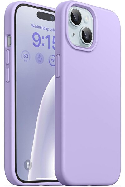 UCHOICE İPhone 15 Kılıf İçi Kadife Kamera Yükseltili Lansman Silikon Kapak Lila