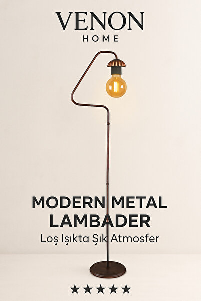 VENON Aydınlatma Lambader Retro Üçgen Kasa Siyah Bakır Patine