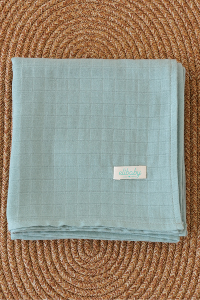 elibaby %100 Organik Pamuk Çift Katlı Müslin Örtü Nil Yeşili (75x85 CM)