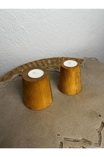 Ahşap Dekoratif doğal konik mumluk