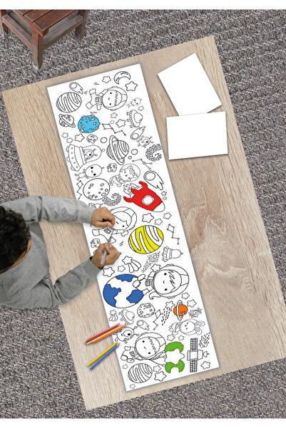 Natureplaydesign 2,5 metre uzunluğunda uzay temalı dev boyama kağıdı Tatil Ak...