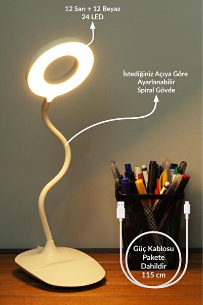 Soft Kare Masa Lambası Dokunmatik 3 Renk 24 Led Telefon Standlı Kademeli Çalışma Okuma Işığı Gece Lambası 10 W