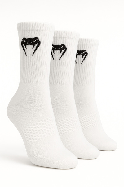 Stylovi Venum Premium Combed Crew Socks 3-Pair Pack - White Ufc Patterned Sports Socks