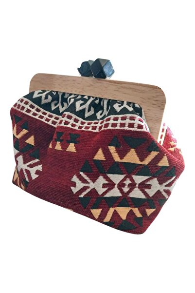 handedizayn Ahşap Burslu Otantik 1 Zincir Askılı Kadın El Omuz Çantası Clutch