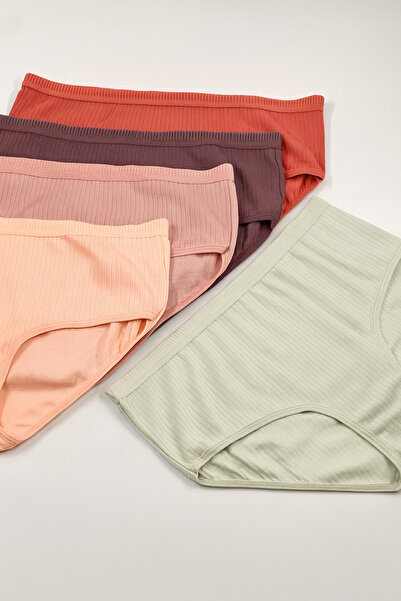 nesterinzar %100 Pamuklu Yüksek Bel Fitilli Günlük Külot 5'li Paket