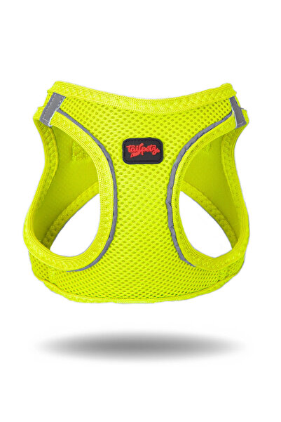 Tailpetz Air-Mesh Küçük ve Orta Irk Kedi Köpek Göğüs Tasması - Yumuşak, Nefes Alabilir, Dayanıklı Neon Lime