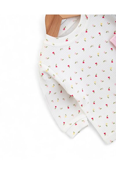 Ege Bebek Ribbed Cat Printed Baby Girl Salopet Jumpsuit - Newborn Gardener