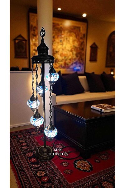 Zem El Yapımı Otantik Mozaik Lambader 5 Li