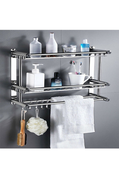 AGD Wall Mounted Stainless Steel Towel Rack Modern and Practical Design for Bathroom Organizer Rust Resistant, Silver