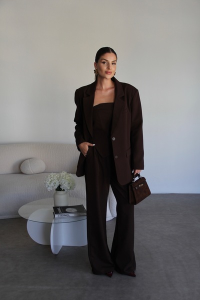 Julidress Kávékabát Crop és Palazzo Pants 3 részes prémium szett