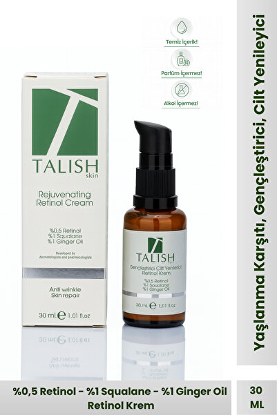 TALISH Rejuvenating Retinol Cream – 0.5% Retinol + 1% Squalane + Ginger Oil A...