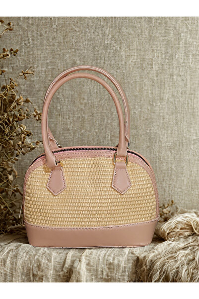 BuHay Luxe kol çanta, el çantası, askılı çanta, hasır görünümlü çanta