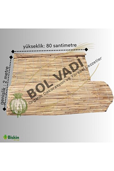 BİŞKİN 80cm X 2m Afyonkarahisardan Misina Ipli Doğal Bambu Kamış Çit,bahçe Çiti,hasır Çit, Gölgelik
